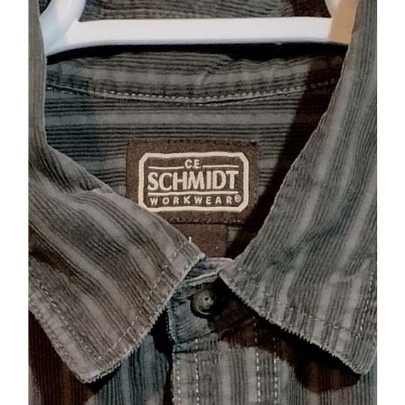 C.E Schmidt corduroy flannel button front long sleeve shirt grayish green men LG - Picture 3 of 3